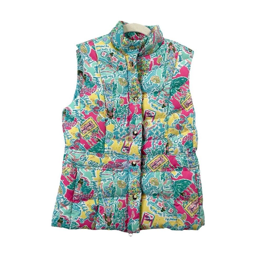 Lilly Pulitzer Lauren down Puffer Vest In the Beginning print Size XS